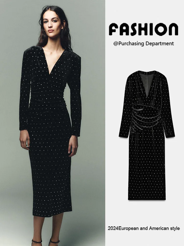 

Зима 2025, новое женское бархатное бальное платье миди Dr, украшенное пайетками, элегантное длинное бальное платье све, модное новое поступление