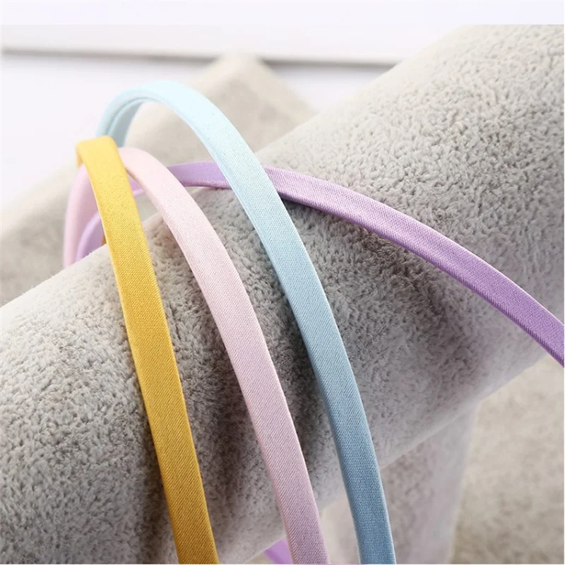 10Pcs 5mm Satin Fashion Women Kids Headbands Bezel Colorful Hair Hoops Metal Hairband DIY Girls ​Headwear Jewelry Accessoreis