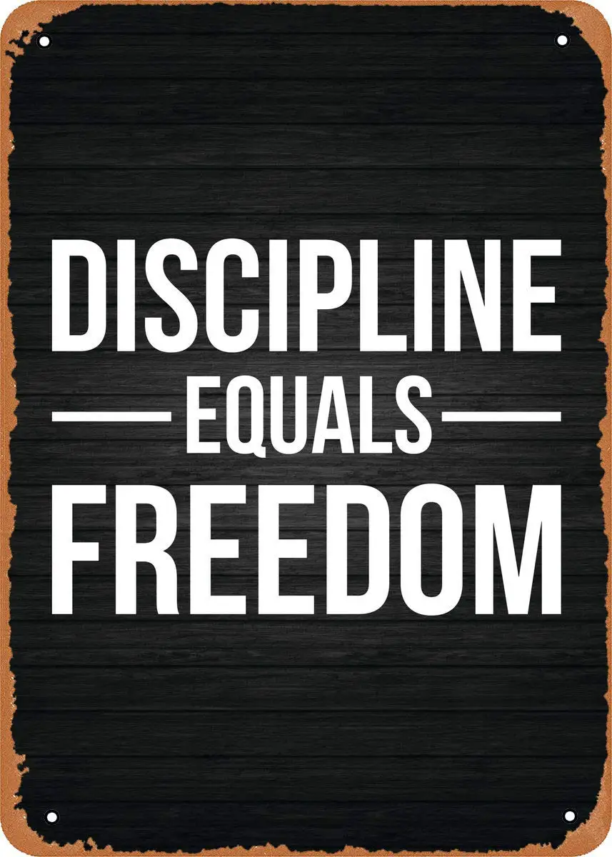 Vintage Look Metal Sign - Gym Motivation Discipline Equals Freedom -  Tin Plate Wall Decor