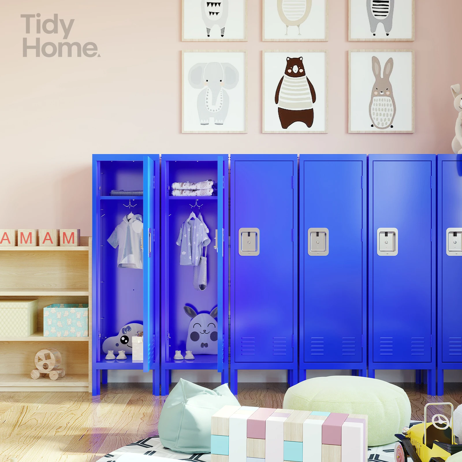 

1 Door Tall Single Metal Locker-Retro Style Storage Cabinet--Industrial Furniture--For Living Room/Bedroom/Storage Room/Gym Blue