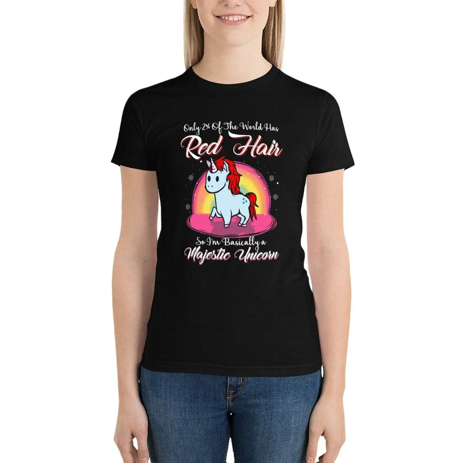 

Only 2% of the world has red hair so I'm basically a majestic unicorn - funny red hair T-Shirt