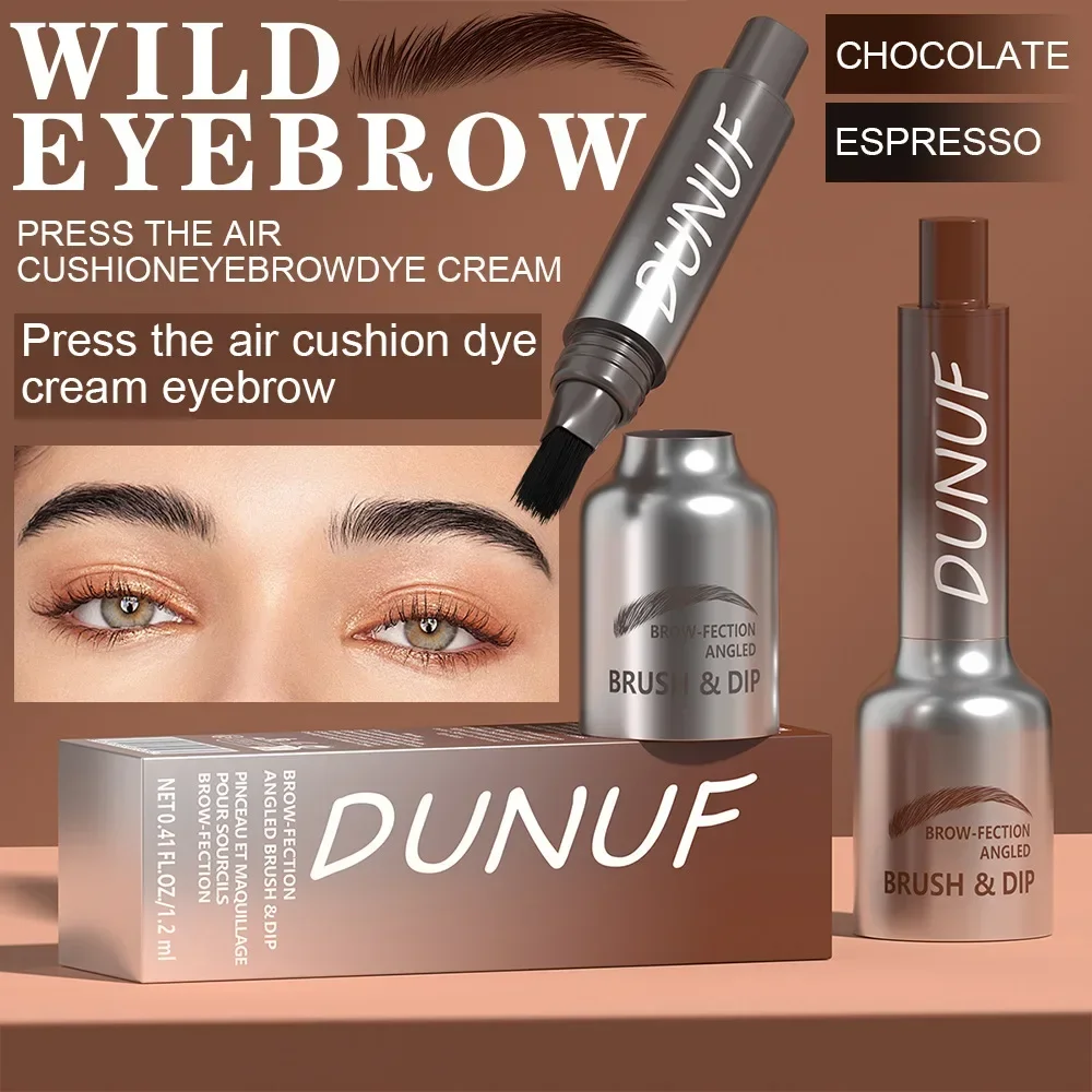 DUNUF New Eyebrow Tint Pencil Hairline Modification with Large Brush Head Waterproof Root Touch Up Press Type Eyebrows Dye Black