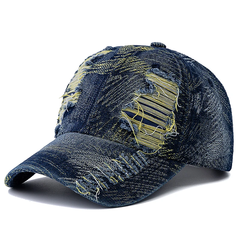 New Style Unisex Cap Tear Style Hole Vintage Starry Sky Pattern Baseball Caps Man Women Casual Outdoor Streetwear Denim Hat