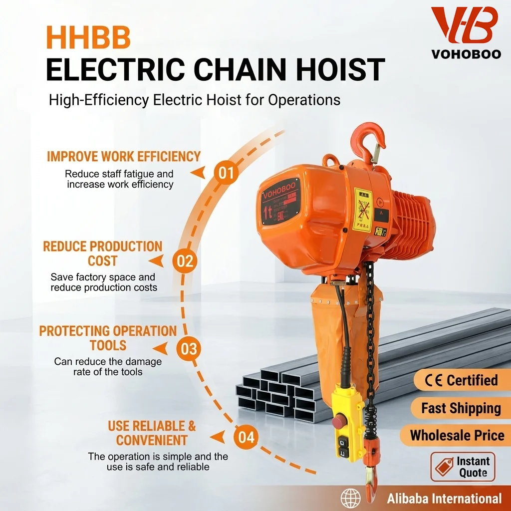 New Lifting Hoist HHBB Electric Chain Hoist 380V 50/60Hz 3 Phase Metal Hotels Use