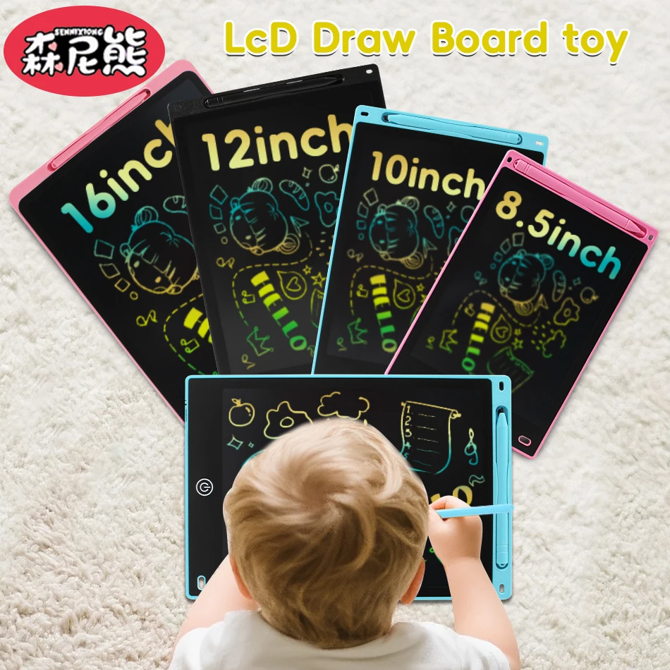 SENNIXIONG-tablero de dibujo LCD para bebé, herramientas de pintura para escritura artística, tableta, juguete educativo para niños, regalo de vacaciones, 8,5/10/12/16 pulgadas