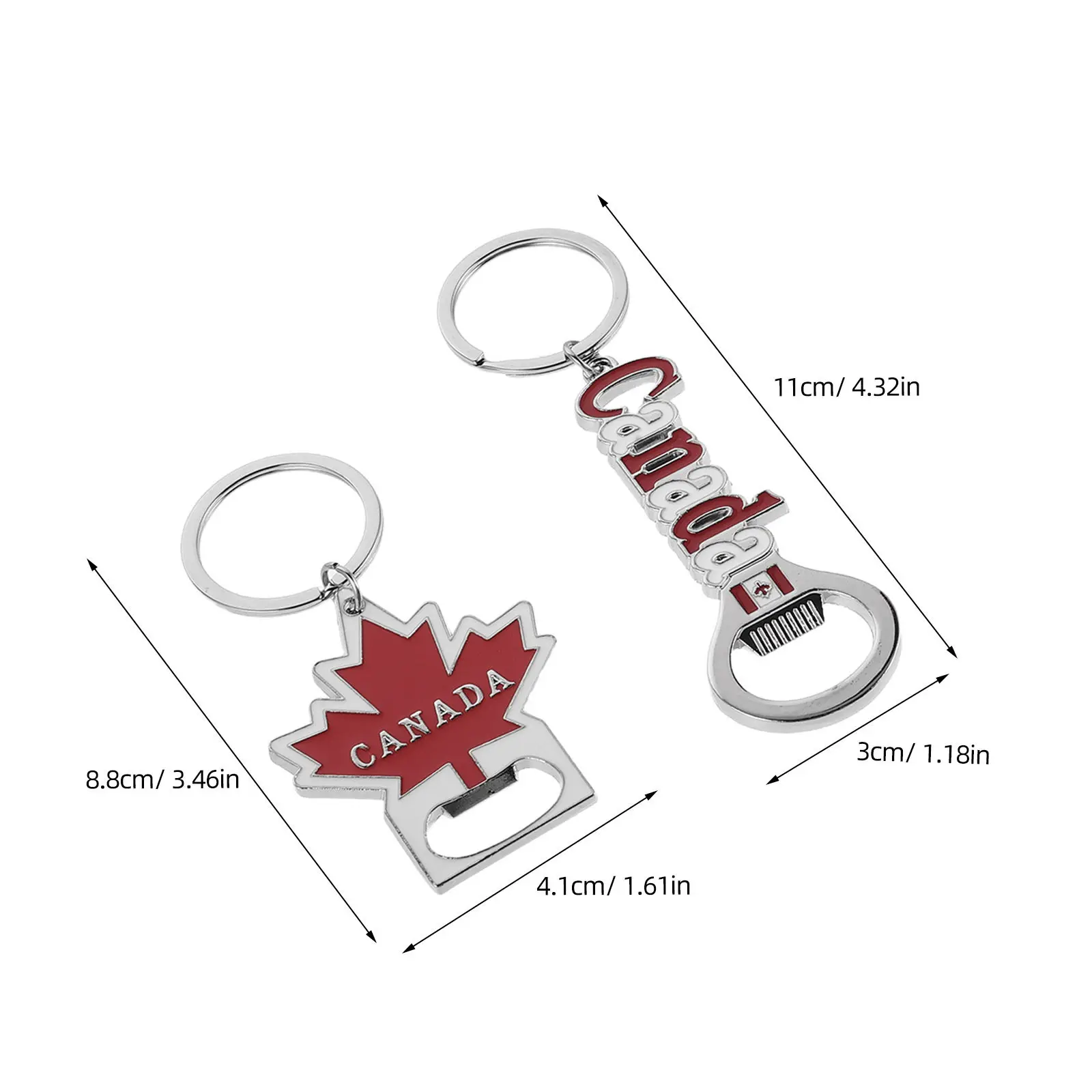 4Pcs Canada Flag Bottle Opener Keychain Metal Maple Leaf Souvenir Portable Travel Party Favors Canadian Keyring