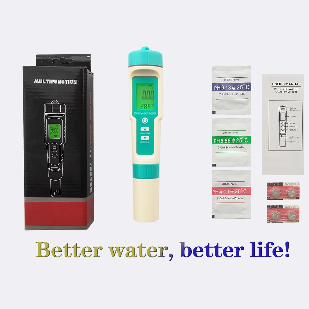 Multifunctional 7 in 1 Household Water Quality Testing Instrument PH/TEMP/SALT/TDS/EC/ORP/S.G Multi-functional TDS Meter