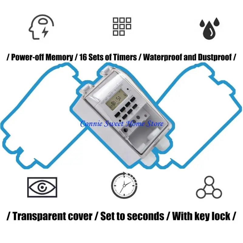 LXAF Waterproof Programmable Timer Component with 20 On Off Cycles Heavy Duty Digital Program Controllers for Outdoor Indoor Use