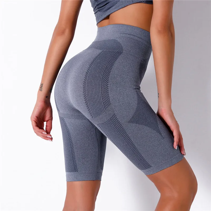 Women Yoga Shorts High Waisted Fitness Leggings Seamless Fitness Running Short Tights Sport Trainning Walking Pants Sportswear