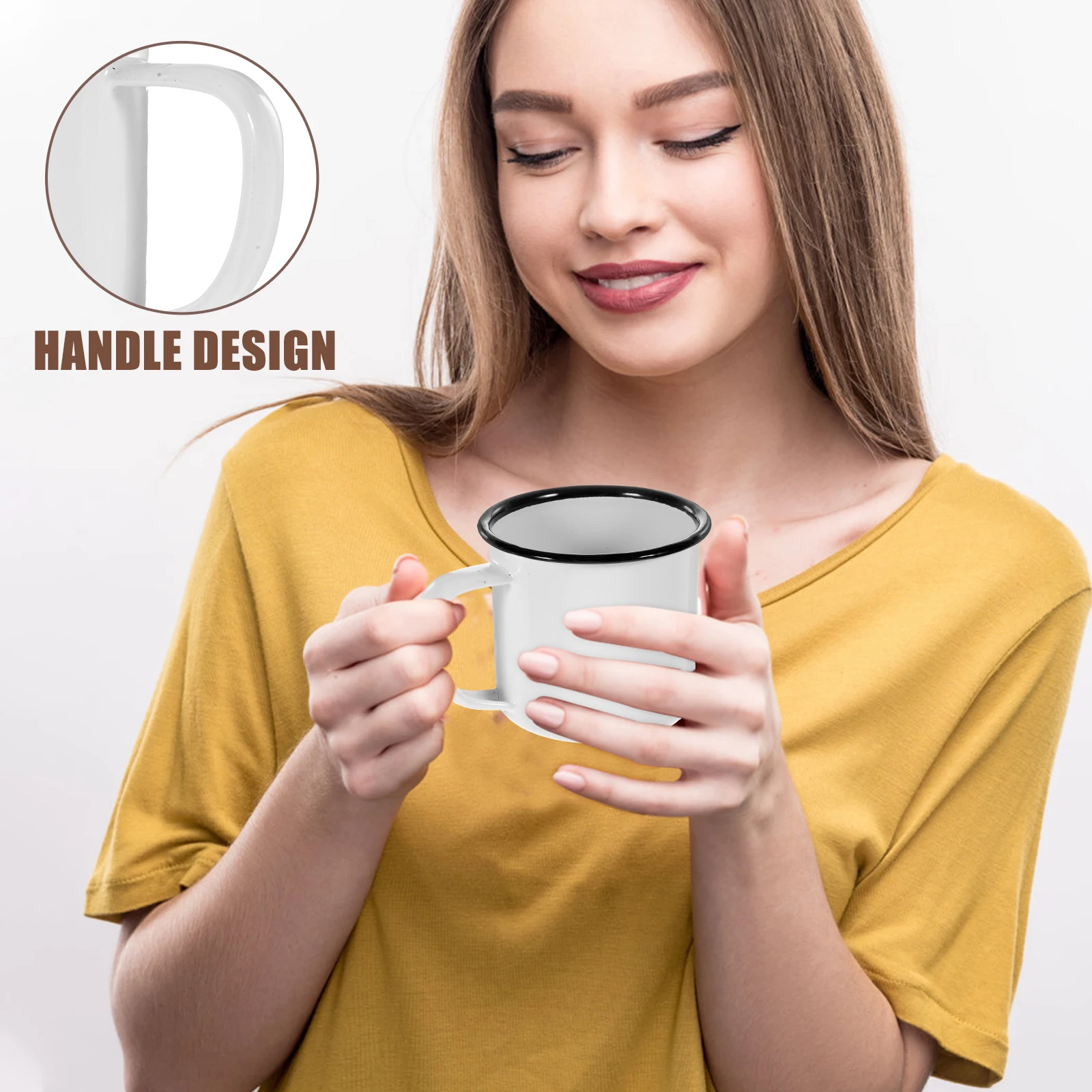 

3Pcs Retro Enamel Water Cup Vintage Coffee Mug Stylish Heat-Resistant Drinkware Ergonomic Design Stable on Table