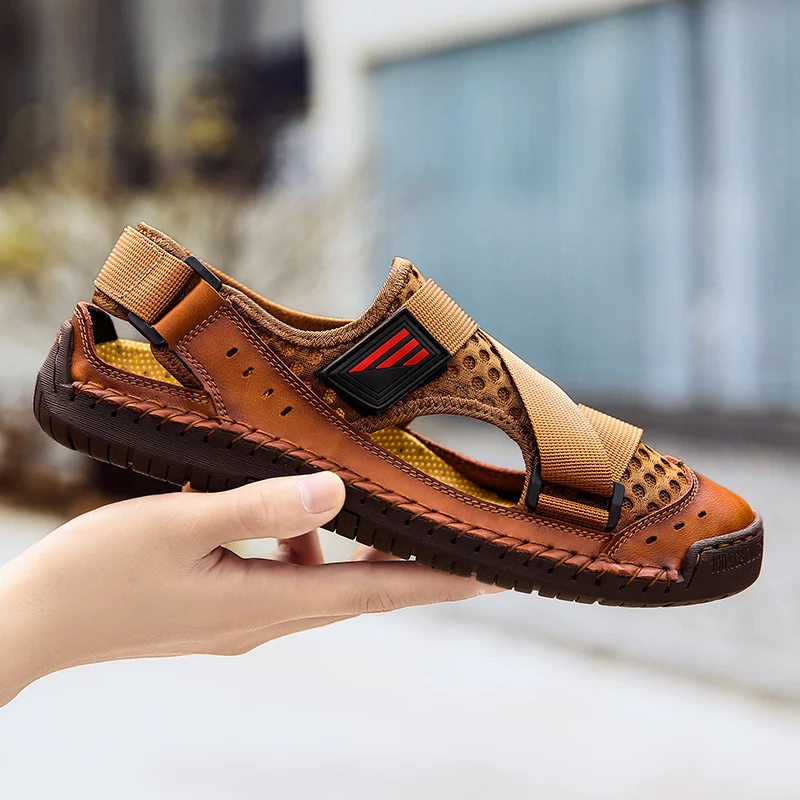 

Men's Sandals.2025 Summer New Leather Toe Sandals, Breathable Soft Leather Cool-soled Beach Shoes