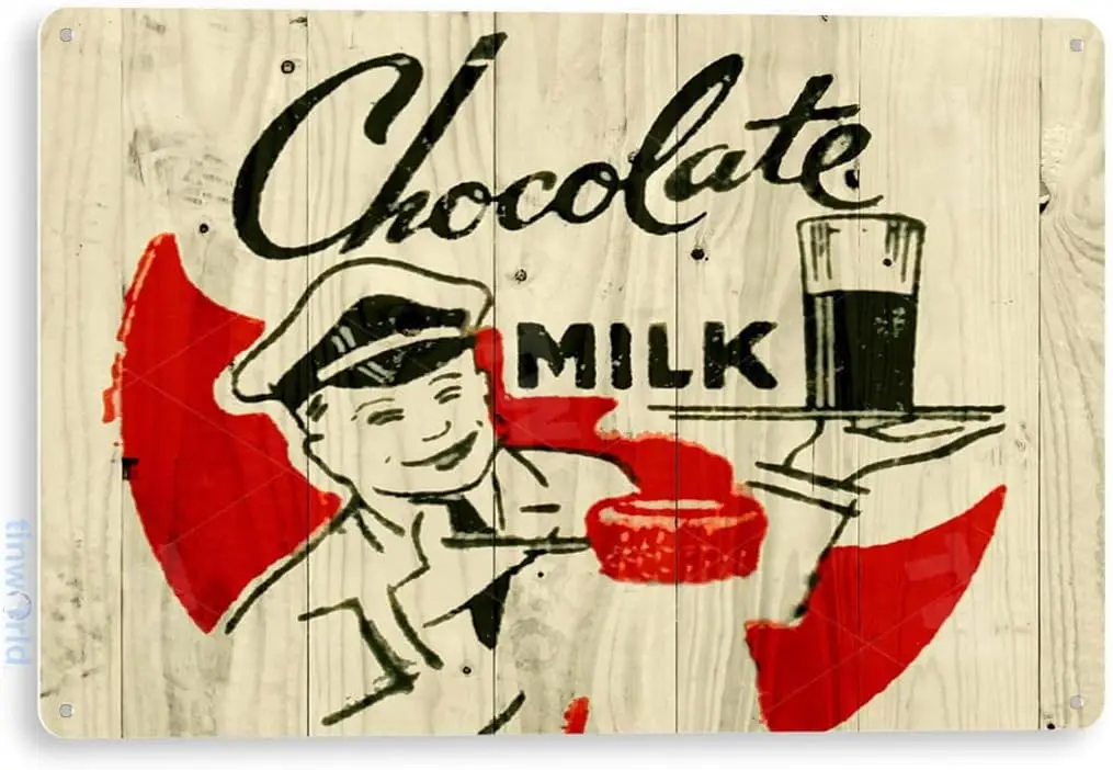 Tin Sign Chocolate Milk Rustic Kitchen Cottage Farm Metal Sign Decor B292