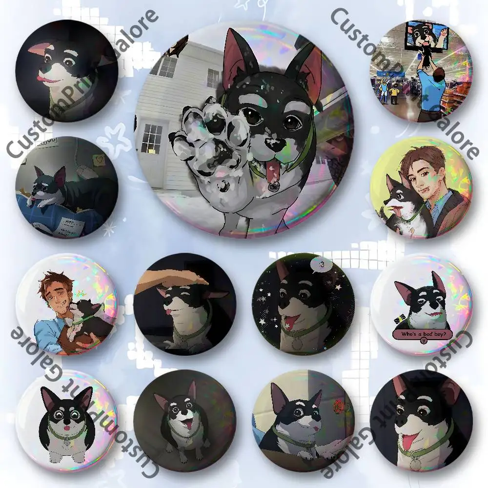 

Dog Beef D-DispatchD Round Custom Badges 75 58 44 32 25 mm Brooch Backpack Hat Enamel Pins Accessories Toys Gifts
