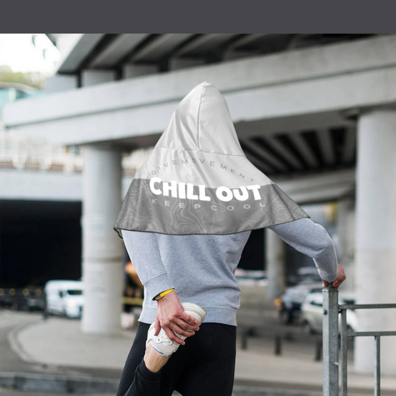 

Hooded Cooling Shawl Fastening Points Cooling Hooded Towel Outdoor Cloth Printed Text Quick-Drying