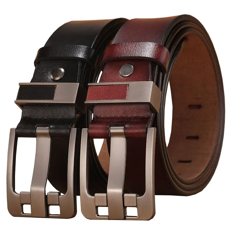 Men Pin Buckle Belt Real Genuine Leather Men Jeans Waist Belt for Men Male Vintage Cowskin Belts 160 170 120 130 140 150cm Belts