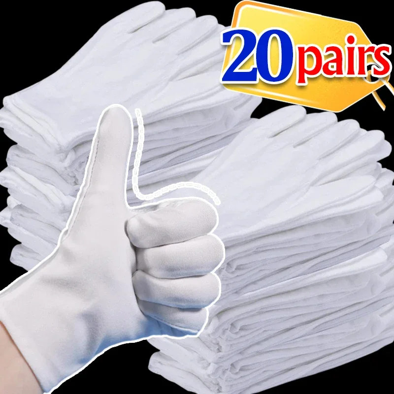 White Cotton Work Gloves Bulk for Dry Handling Film SPA Gloves Ceremonial High Stretch Gloves Household Cleaning Working Tools