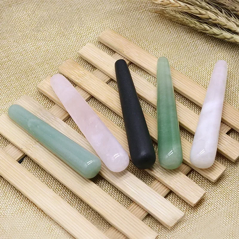 

Handmade Natural Jade Face Point Guasha Massage Tool SPA Therapy Rose Quartz Jade Stone Scraping Massager