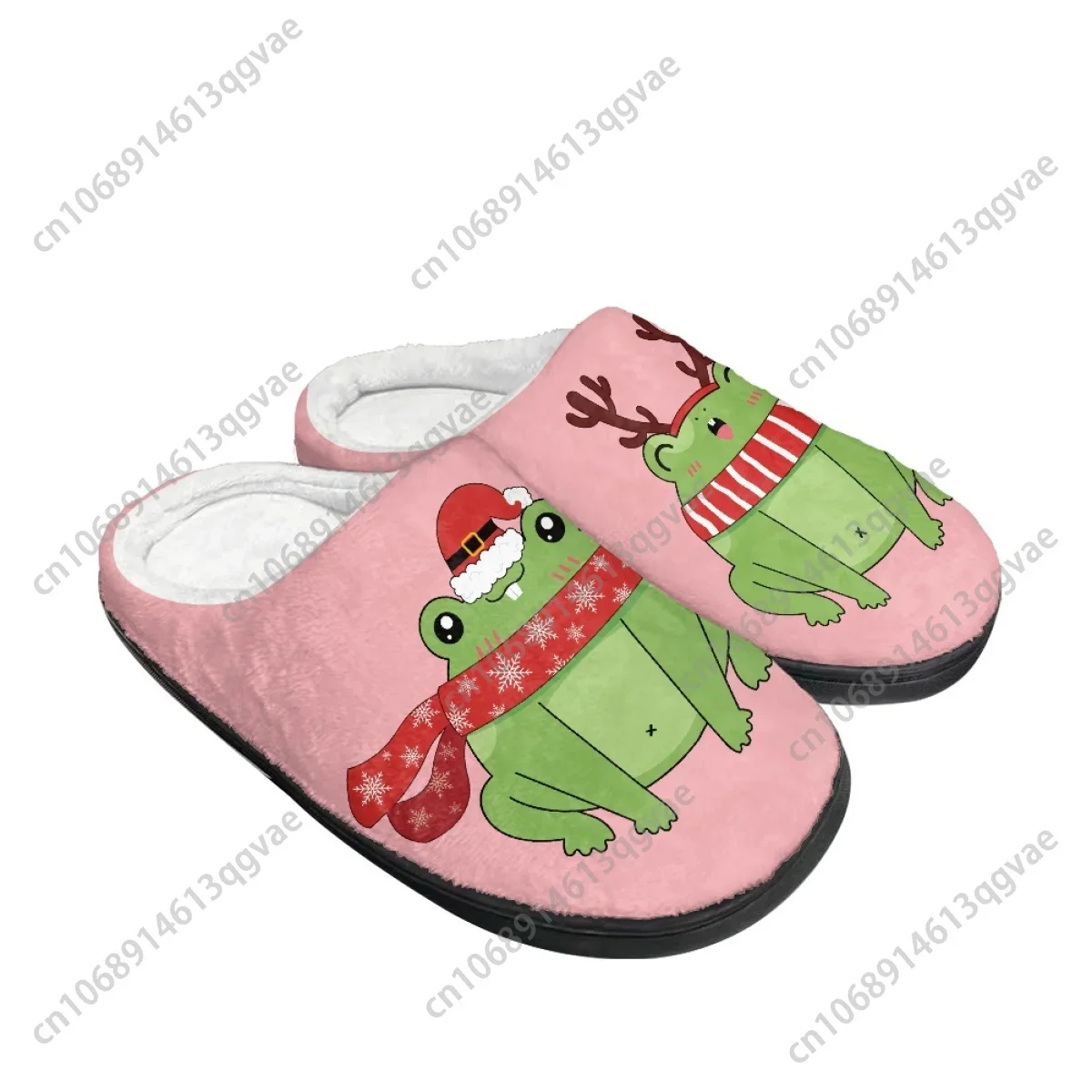 Christmas Cute Animal Theme Pictures Scarf HOHO Home Cotton Slippers Mens Womens Teenager Plush Bedroom Keep Warm Custom Slipper image 3