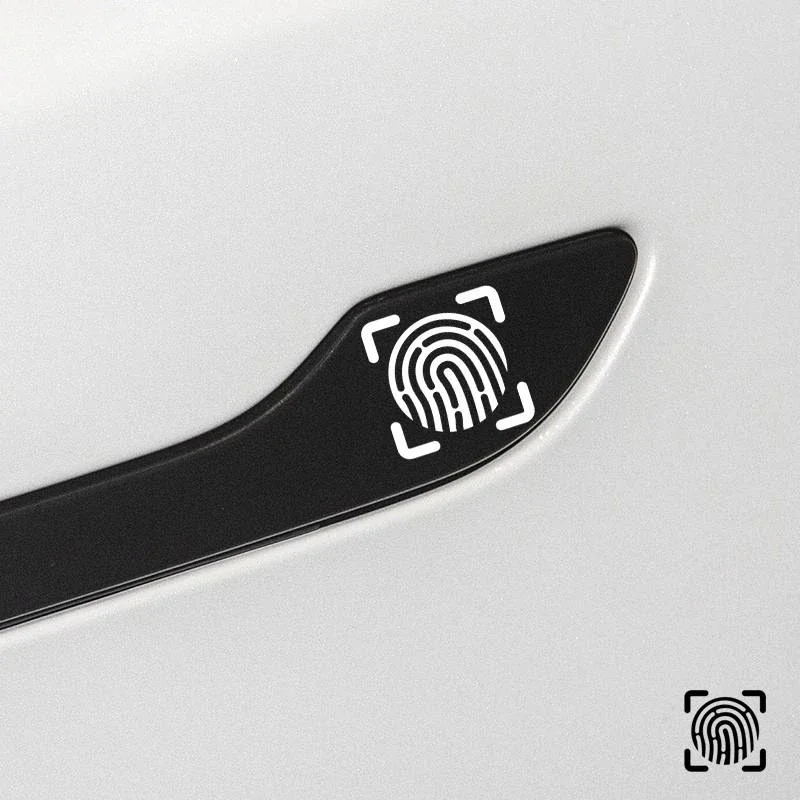 4PCS Fingerprint Alert Waterproof Vinyl Warning Car Stickers Decals For Auto Door Handle Window Exterior Styling Decor