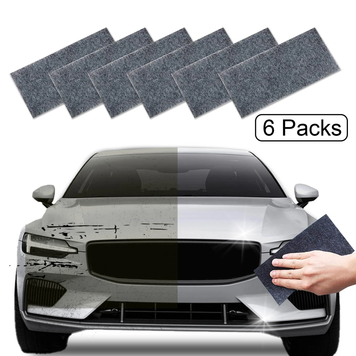 

6Pcs Car Scratches Wipe Cloth Scratches Water Stains Car Wax Grinding Cleaning Scratches Maintenance