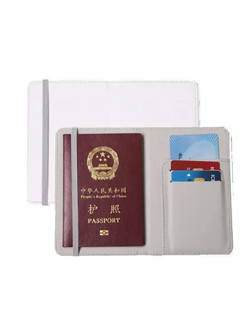 5pcs Passport Cover Sublimation DIY Blank White PU Open Credit Card Holders With Belt