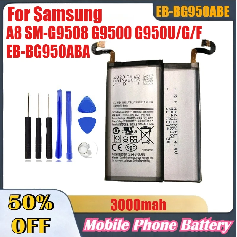 

3000mah Mobile Phone Batteries EB-BG950ABE for Samsung A8 SM-G9508 G9500 G950U/G/F EB-BG950ABA Replacement Lithium Battery