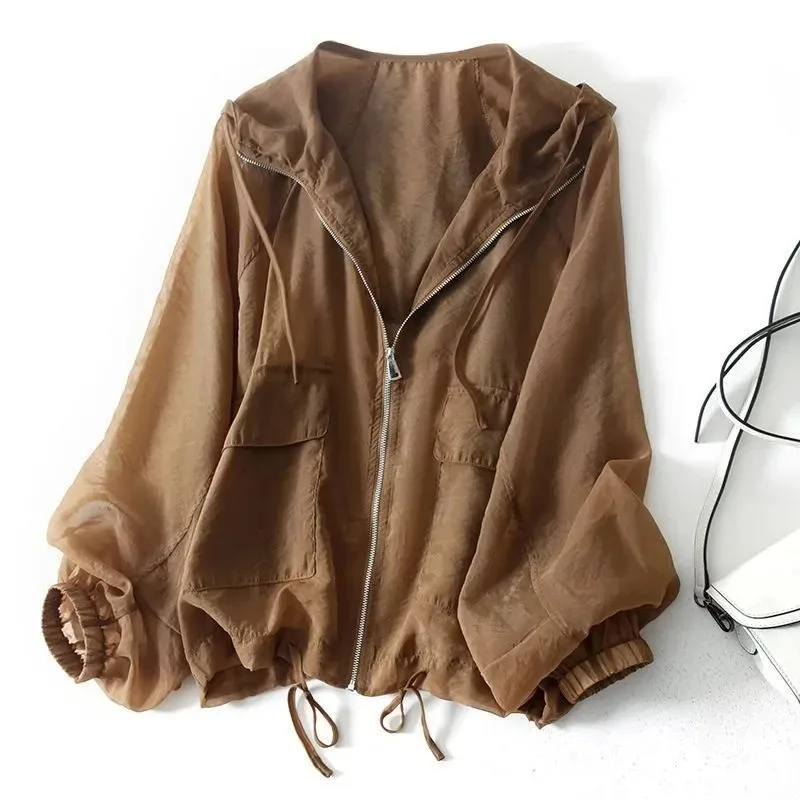 Thin Sunscreen Clothing Anti UV Loose Summer Long Sleeved Jacket Waterproof Quick Dry Women's Coat Outdoor Sports 2025