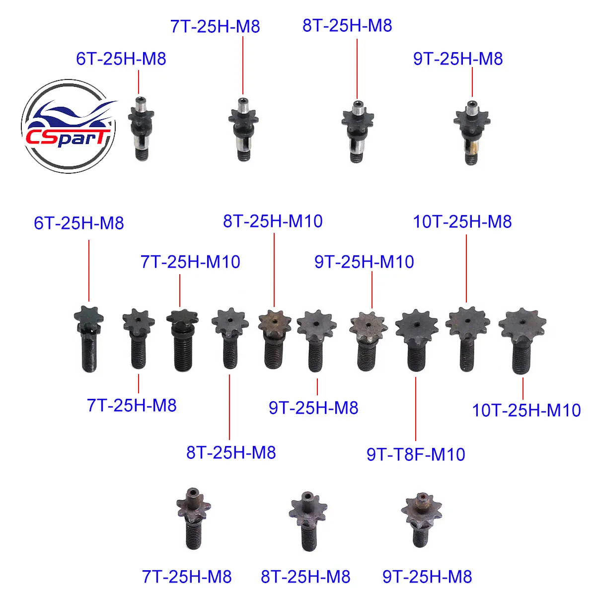 6T 7T 8T 9T 25H T8F M8 M10 Chain Clutch Gear Box Front  Sprocket For 47cc 49cc 39CC Blata Engine Pocket Bike Mini Moto ATV Quad