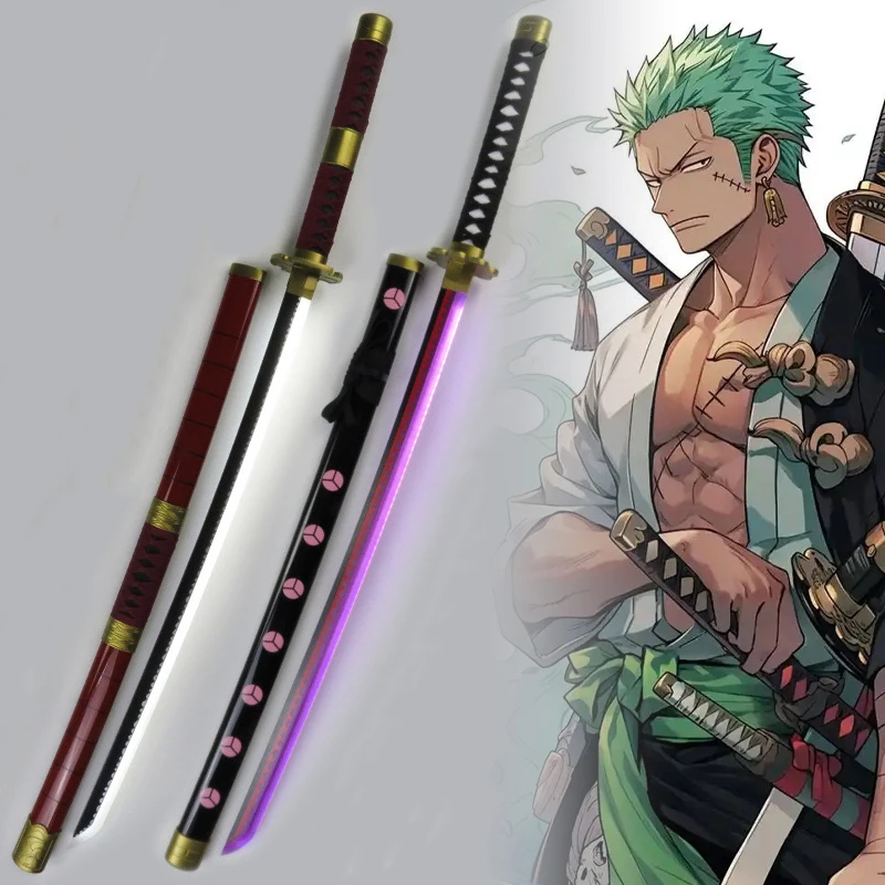 72/104cm Roronoa Zoro Katana Luminous Led Light Sword Anime One Piece Cosplay Prop Real Size Japanese Katana Samurai Sabre Gift