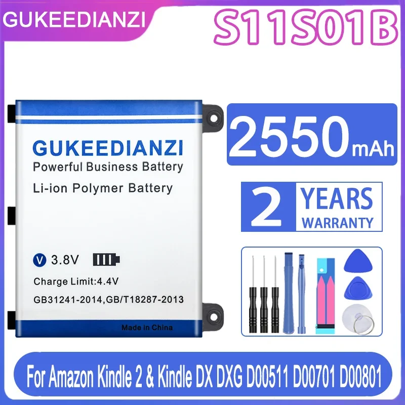 

2550mAh Tablet Battery for Amazon Kindle 2 & Kindle DX DXG D00511 D00701 D00801 S11S01A, Model S11S01B