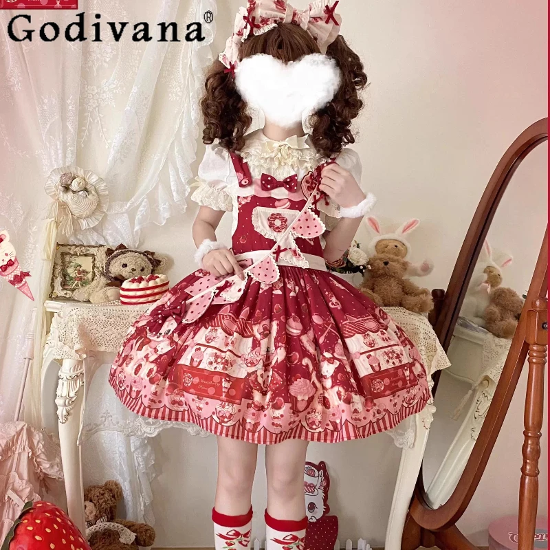 

Original Japanese Soft Girls Kawaii Lolita Birthday Party Dress New Women's Slim Fit Sleeveless Mini Strap Dress Princess Dress