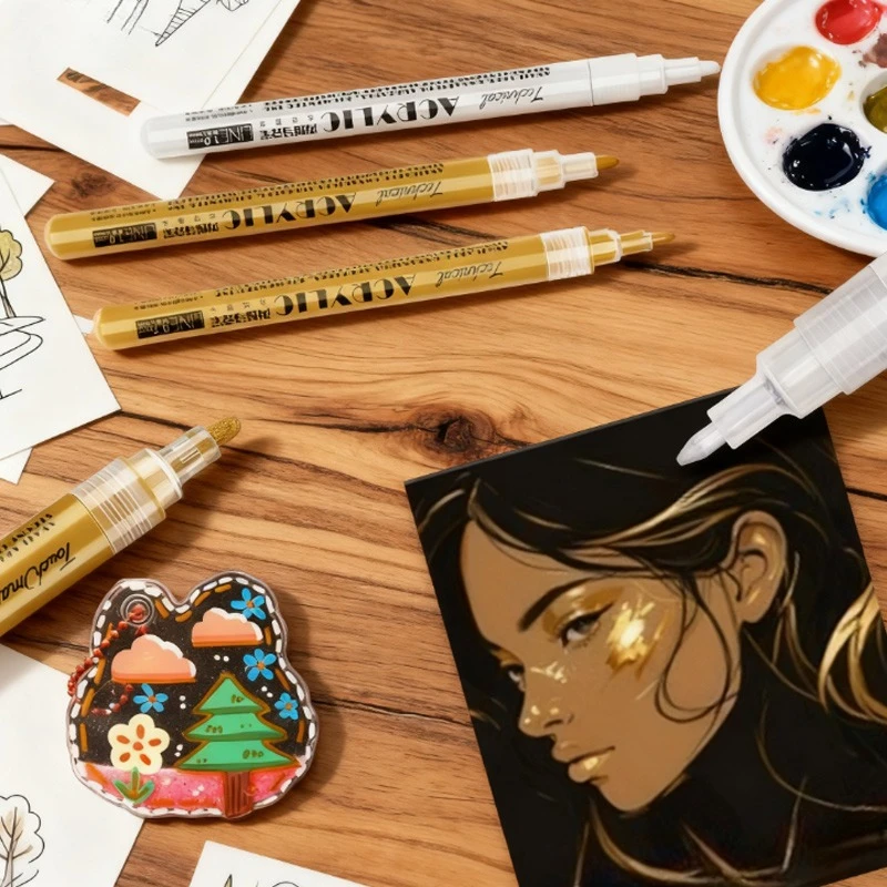 

0.7mm/1.0mm Width Metallic Acrylic Marker Pen Waterproof Sunproof Not Easy To Fade for DIY Graffiti Glass Ceramic Plastic Rubber