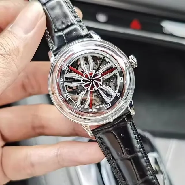 OBLVLO Men's Luxury Automatic Skeleton Watch Sapphire Crystal Luminous Waterproof Rotating Wheel Dial
