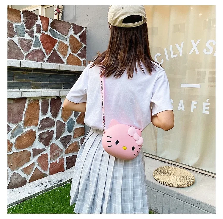 Hello Kitty Bag Kawaii Cartoon Shoulder Bag Silicone Waterproof Mini Cute Hello Kitty Crossbody Bag Coin Purse for Children Bag