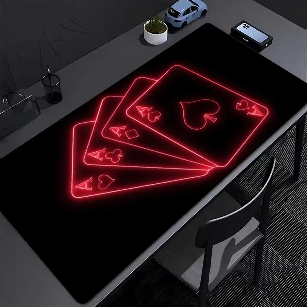 Large Mousepad Neon Red Poker Mousepads Keyboard Mat Deskpad Pc Game Desk Mats Stylish Mouse Mats For Laptop Desktop