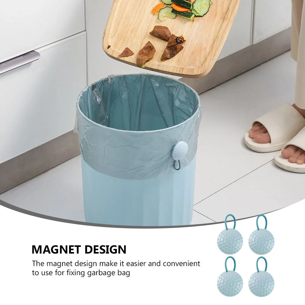 

4Pcs Magnetic Trash Bag Clamp Concave Convex Texture Easy to Use Garbage Fixator Trash Bag Clip Garbage Can Magnet Clip