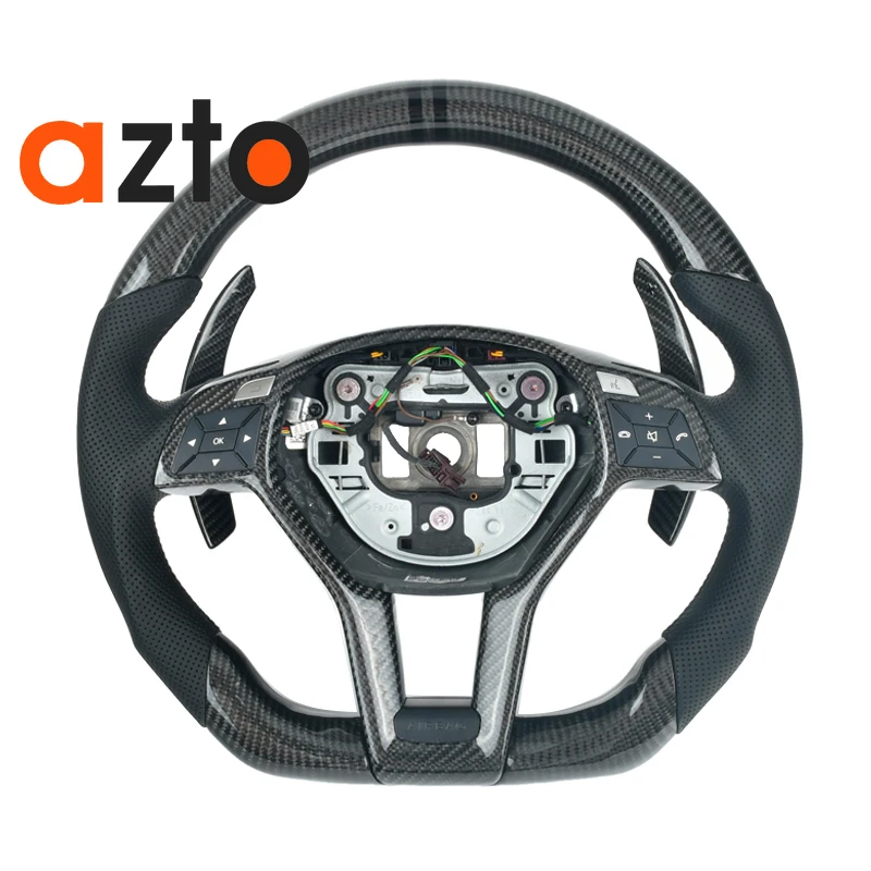 Volante de fibra de carbono personalizado para Mercedes Benz, accesorio de coche de Clase E, C, CLS, W218, W212, W204, W207