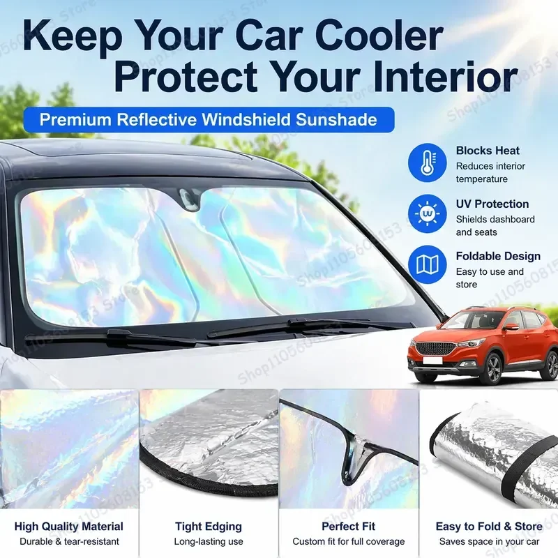 

For MG ZS 2017–2026 Foldable Windshield Sun Shade UV Protection Reflective Car Sunshade Interior Accessory Heat Reduction