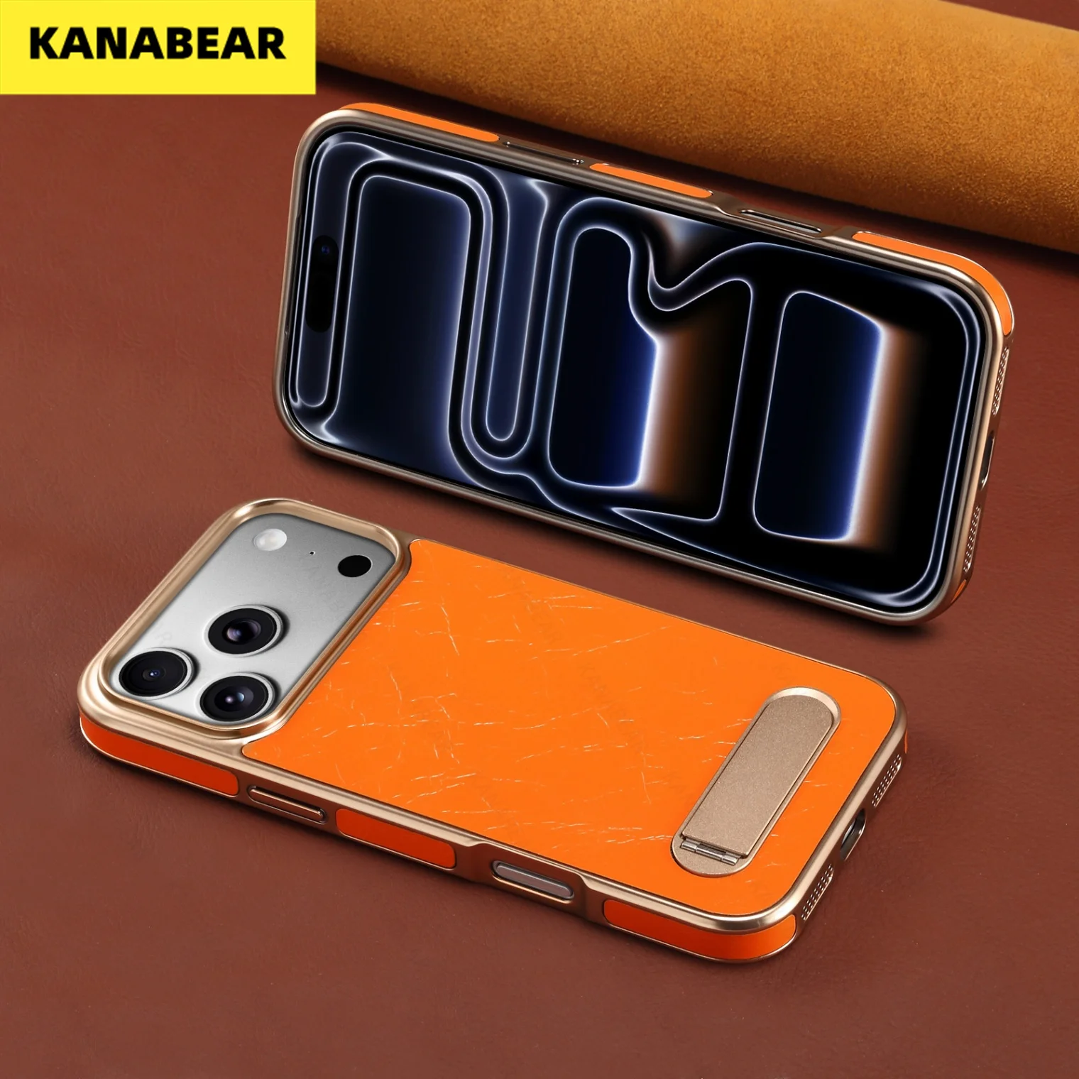 

Genuine Cowhide Leather Magnetic Case for iPhone 17 Pro Max/16 Pro Max/15 Pro, Built - in Kickstand Protective Cover