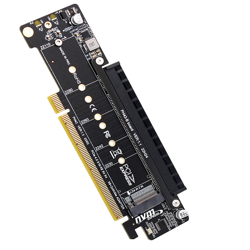 PCI Express 4.0 X16 to X16 Slot + 2Port M.2 NVME PCI-E Split VROC Card M KEY NVME RAID Card for 2230 2242 2260 2280 22110 M2 SSD