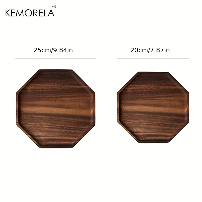KEMORELA Acacia Wood Serving Plate – Rectangular Octagonal Design 6