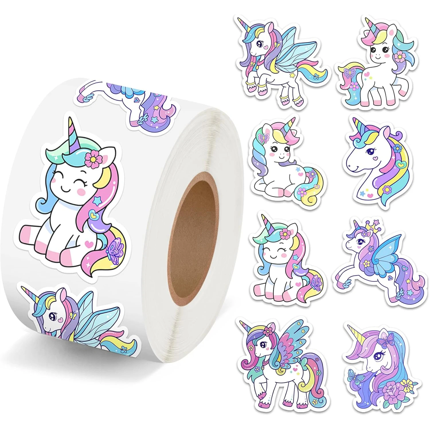 Autocollant licorne Animal de dessin animé, étiquette de récompense pour enfants, étiquette de décoration cadeau, encouragement, papeterie pour étudiants, 100 à 500 pièces