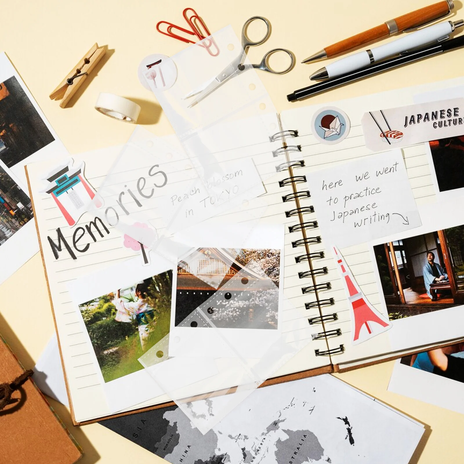 

50Pcs Scrapbook Album Refills Transparent Desktop Photo Album Pages Double Sided Sleeve Protectors for Greeting Cards Postcards