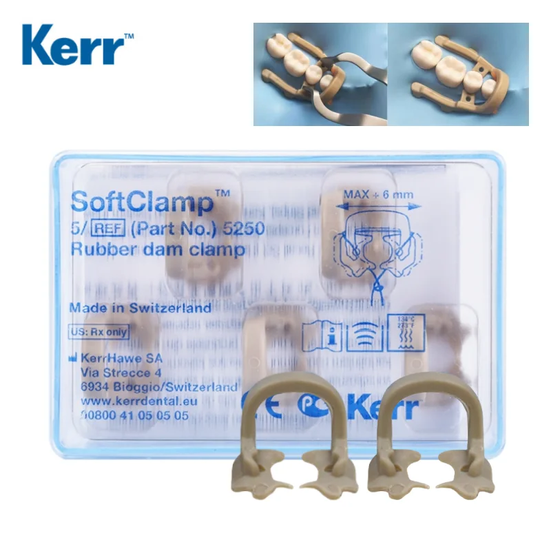 Kerr 5Pcs/Box SoftClamp Rubber Dam Clamps Clip Dental Barrier Clips Soft Resin Can Autoclavable Dental Kerr Soft Clamp