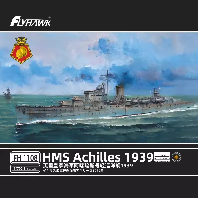 flyhawk-fh1108-1-700-hms-achilles-1939-kit-de-modele-de-croiseur-leger-britannique-a-coque-complete