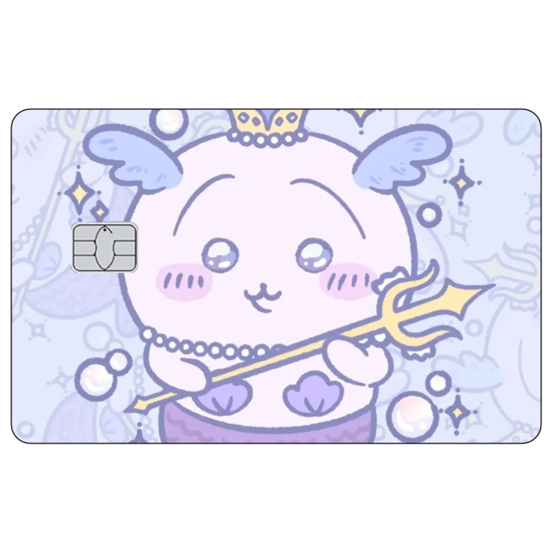 لطيف حورية البحر Usagi Hachiware بطاقة الائتمان الجلد ملصق Kawaii ماتي ملصقات مناسبة لبطاقات البنك VISA والبطاقات المغناطيسية IC
