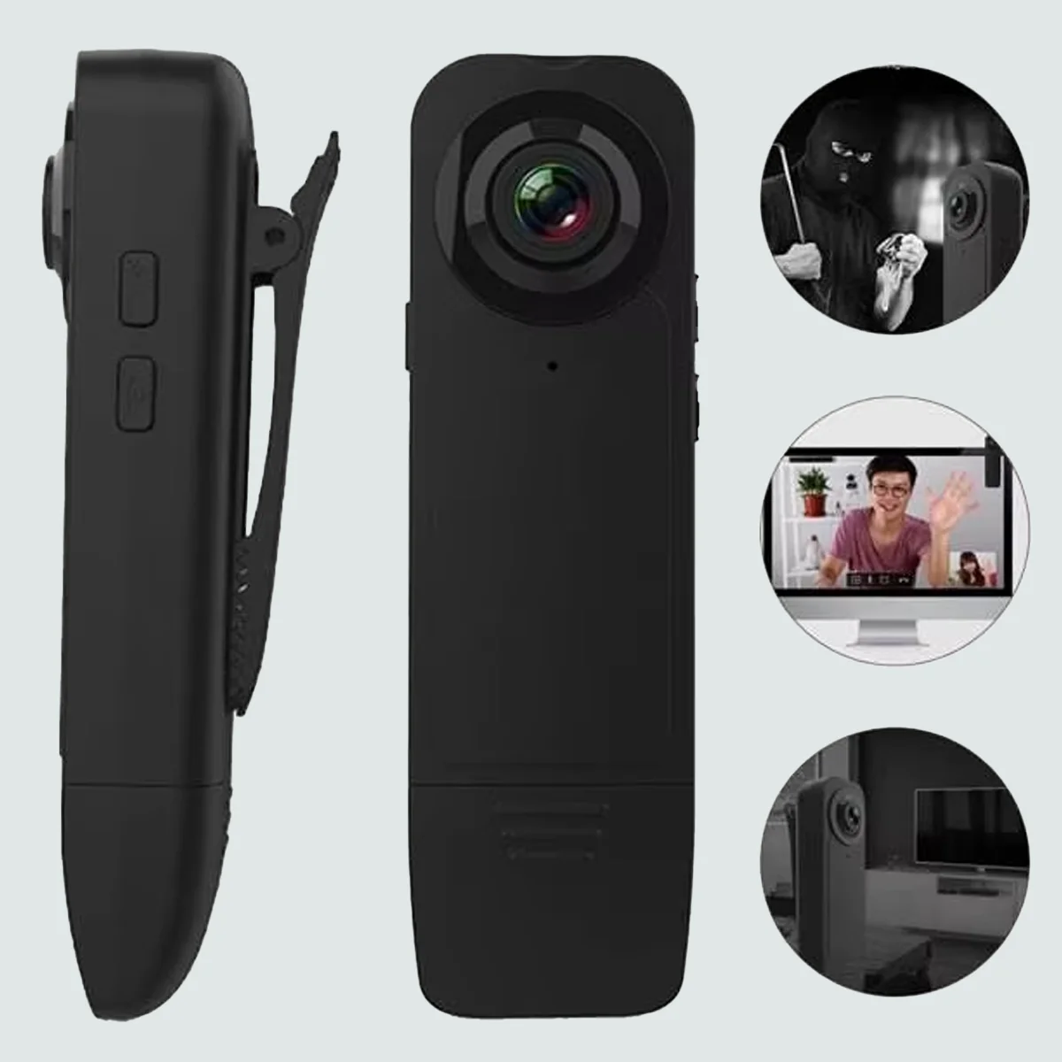 

Обжимная HD-камера 1080P, запись обнаружения движения, срок службы батареи 6 часов, ночное видение, легкий вес 42 г, доступ к USB-дансу