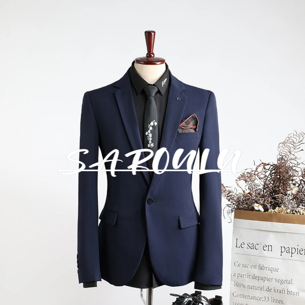 

Fashionable One Button Jacket, Mature Notched Lapel Suit For Man, Handsome Plus Size Coat, Slim 4 Seasons Wedding Party Tuxedo