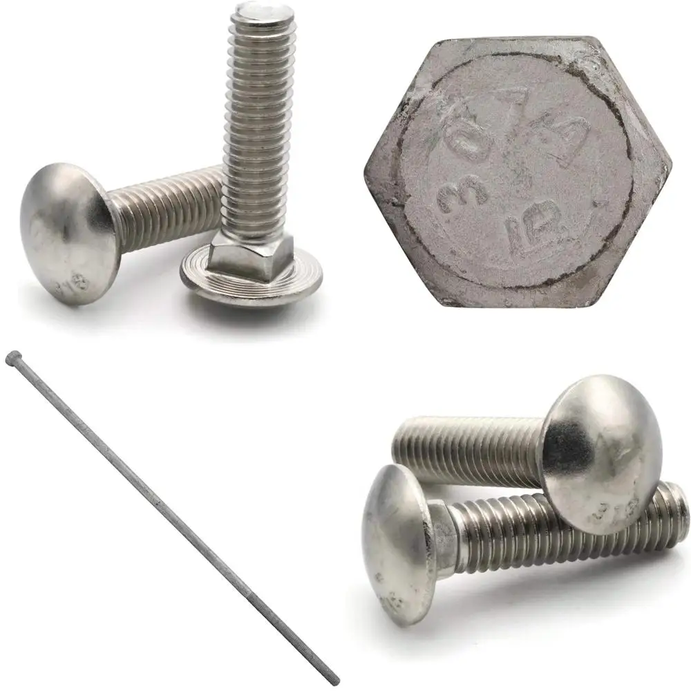 

Болты с кареткой из нержавеющей стали, класс 3/8-16 резьбы x 2 дюйма, 25 шт., длинный хвостовой замок