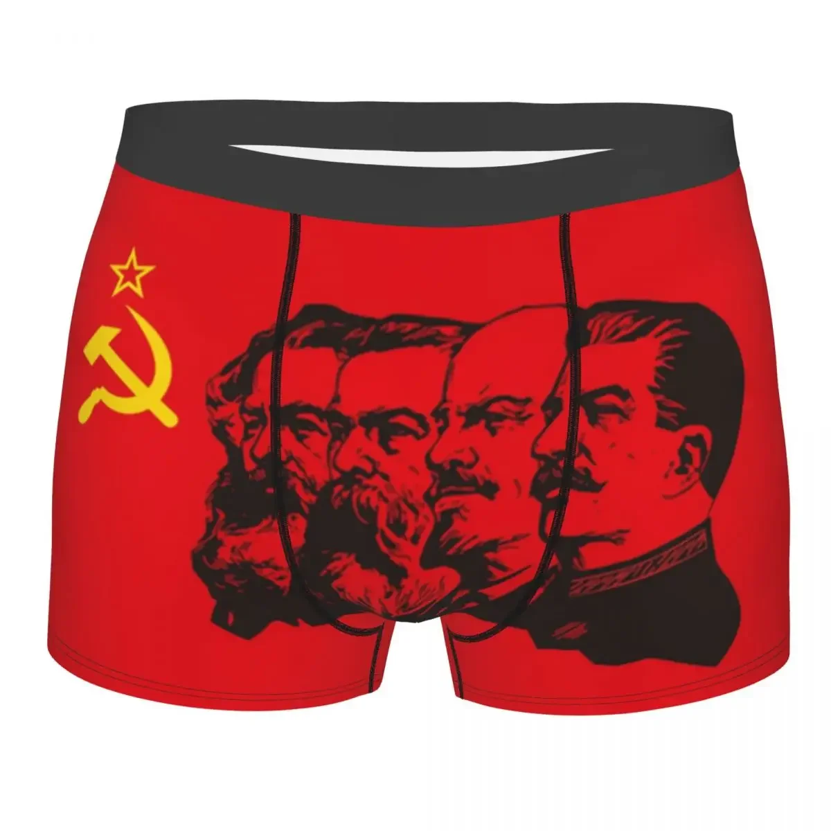

Custom Communist Flag Marx Lenin and Stalin Underwear Male Sexy CCCP USSR Communism Boxer Briefs Shorts Panties Soft Underpants